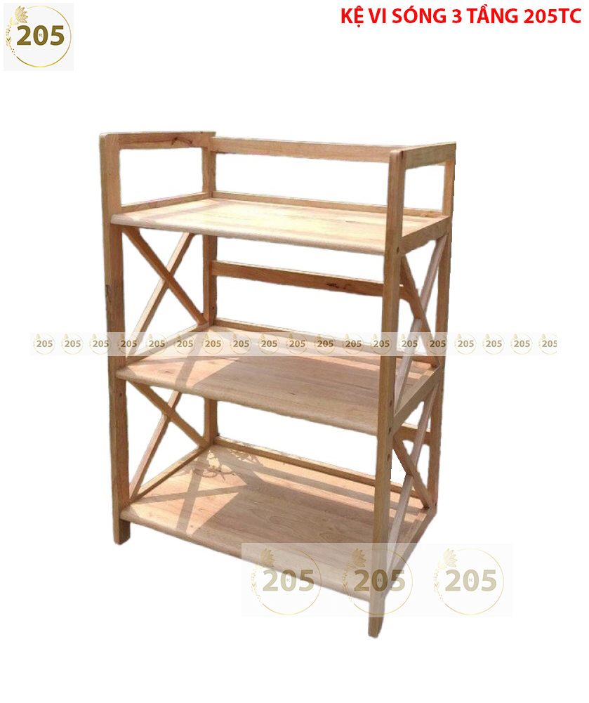 Kệ vi sóng chữ X 3 tầng. 4 tầng, 5 tầng gỗ cao su - hàng chính hãng 205TC