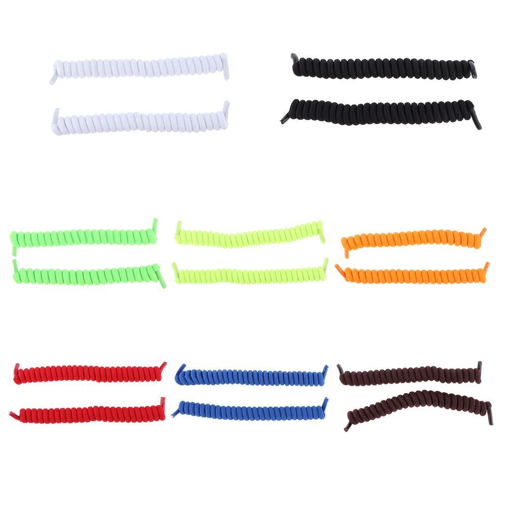 4xElastic No Tie Shoe Laces Curly Shoelaces for Adult & Kids Trainers Black