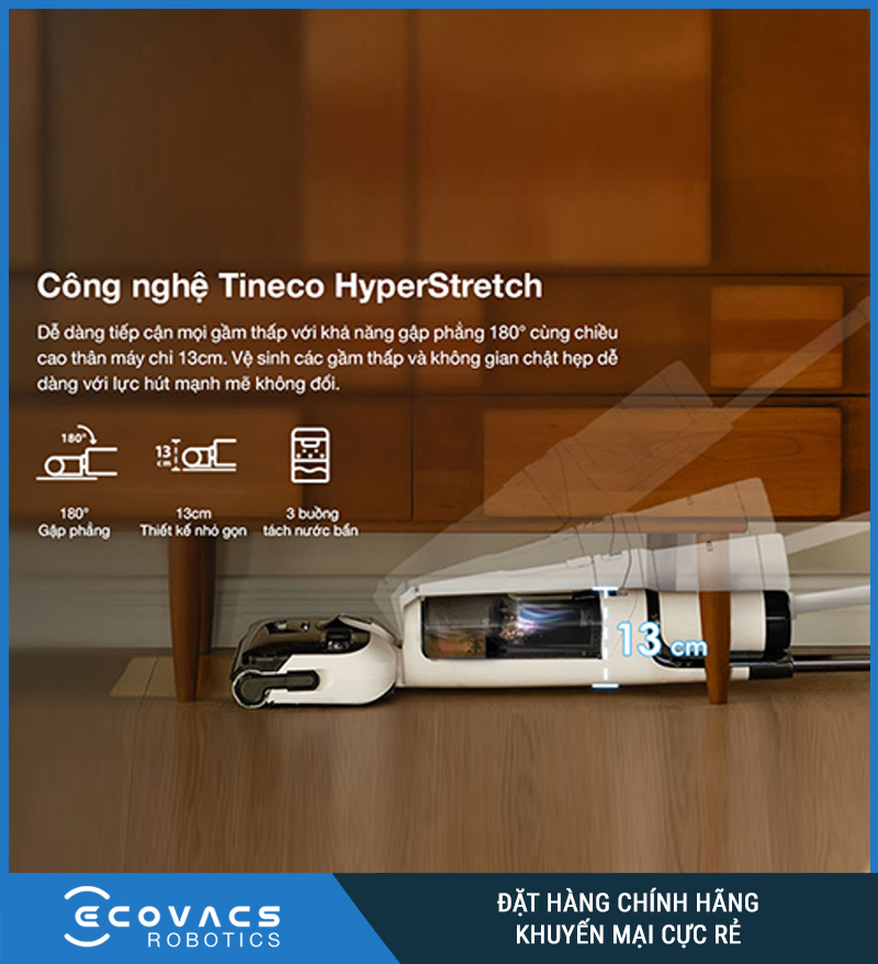 Máy Lau Sàn Khô Uớt Tineco Floor One S6 Stretch Pro Lực Hút 20.000 Pa - Hàng Chính Hãng