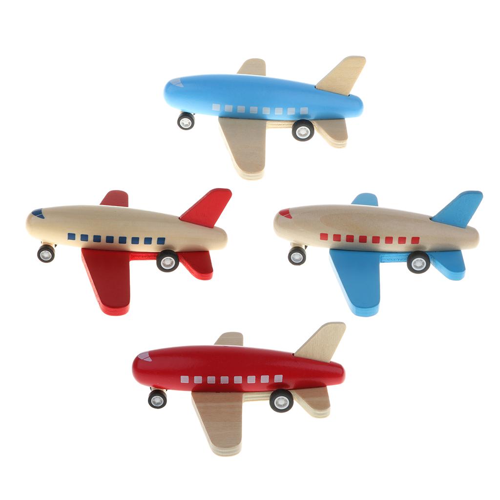 Guangquanstrade 4 Gỗ Mini Dây Kéo Sau Lưng Máy Bay Ma Sát Đồ Chơi Dành Cho Trẻ Em Quà Tặng