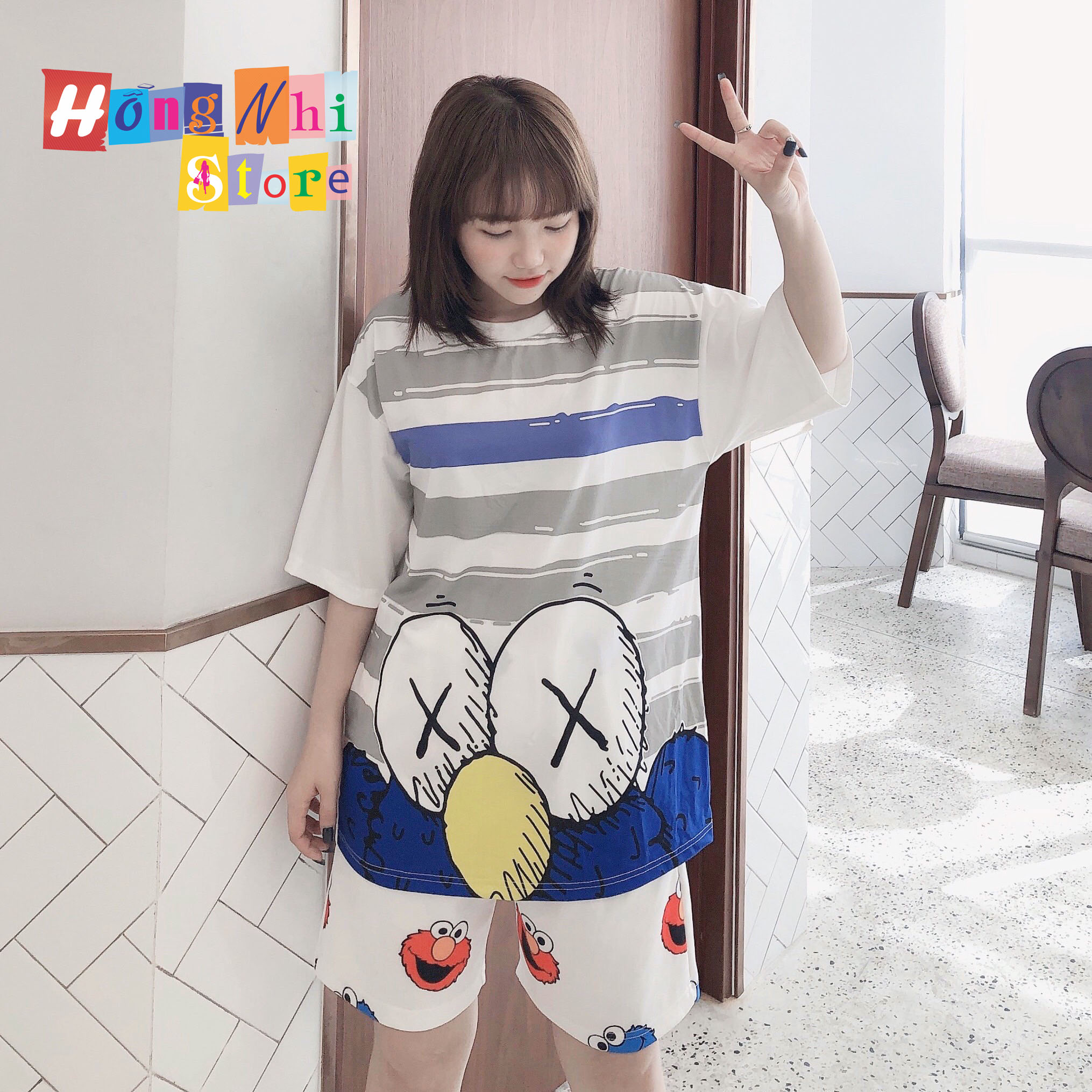 Quần Short Cartoon  Unisex Hình Kawaii Quần Trắng - Quần Đùi Hoạt Hình Siêu Cute - MM