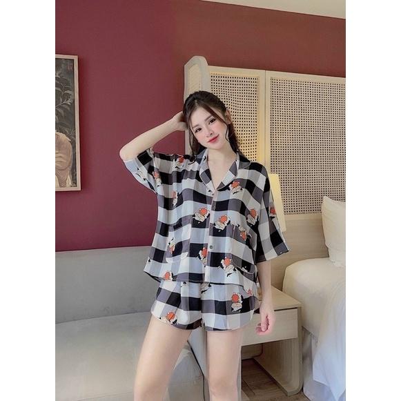 Đồ Ngủ Pijama Lụa, Tay Dơi Quần Ngắn Siêu Xinh, Tiểu Thư Mềm Mịn, Độc Lạ Khó Tìm, Sang Chảnh Hàn Quốc