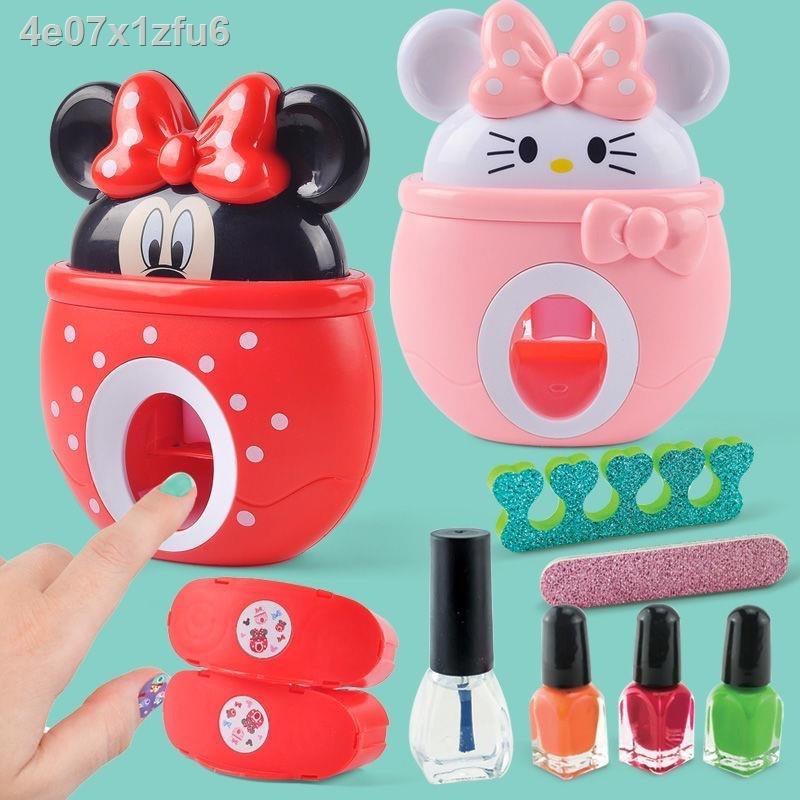 Đồ chơi làm Nail cho bé - máy sơn móng tay thật kèm trang điểm thật hình mèo Kitty và chuột Mickey