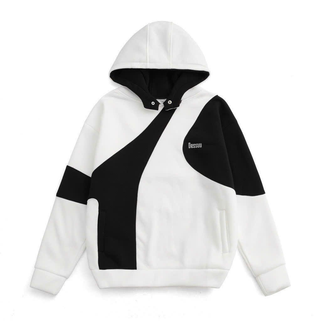 Áo Hoodie Unisex Phối Thân ,Túi Thêu Chữ DESUU Có Nón Mũ 2 Lớp Nam Nữ Couple - Áo Khoác Nỉ