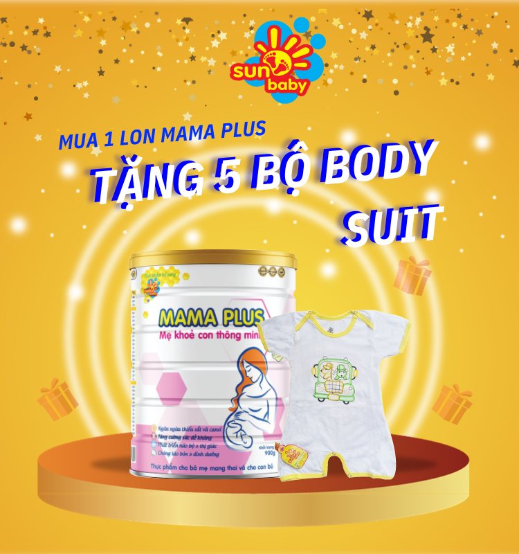 [Tặng 5 body chip] Sữa Mama Plus mẹ khỏe bé thông minh 900g Sunbaby