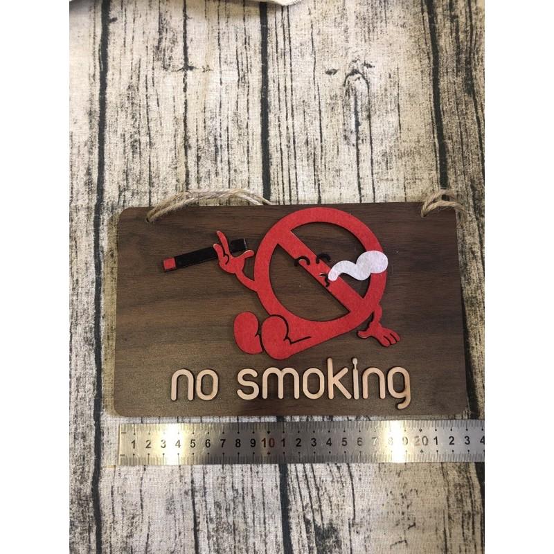 Bảng gỗ No smoking treo văn phòng quán cafe tặng móc dán trong suốt