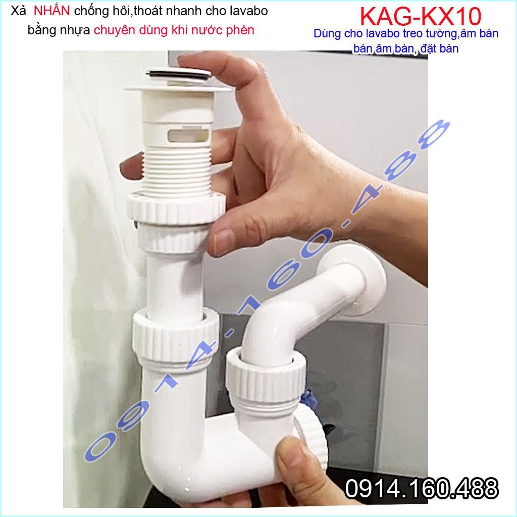 Xả chậu lavabo nhựa nút nhấn KAG-KX10, bộ xả lavabo cho nước nhiễm phèn chất liệu nhựa 100% tiện dụng siêu bền