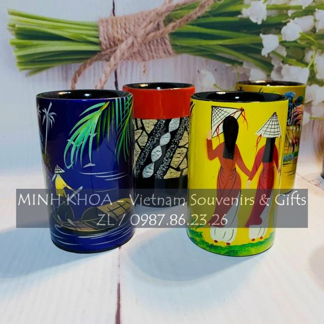 Lọ Ống Cắm Bút Sơn Mài Tiện Dụng Đa Năng 11*7 Cm - Lacquer Pen Holder From Vietnam