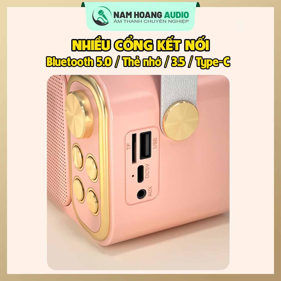 Loa Karaoke Mini Bluetooth YS-103 Hồng Giá Rẻ Kèm 1 Micro Không Dây Âm Thanh Siêu Hay Sang Trọng