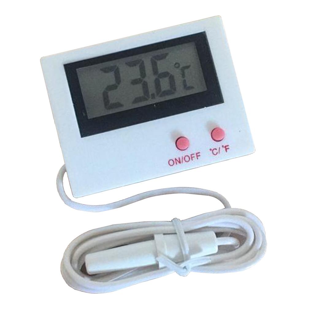 Mini LCD Display Digital Temperature Meter Gauge with 1M Waterproof Probe - White