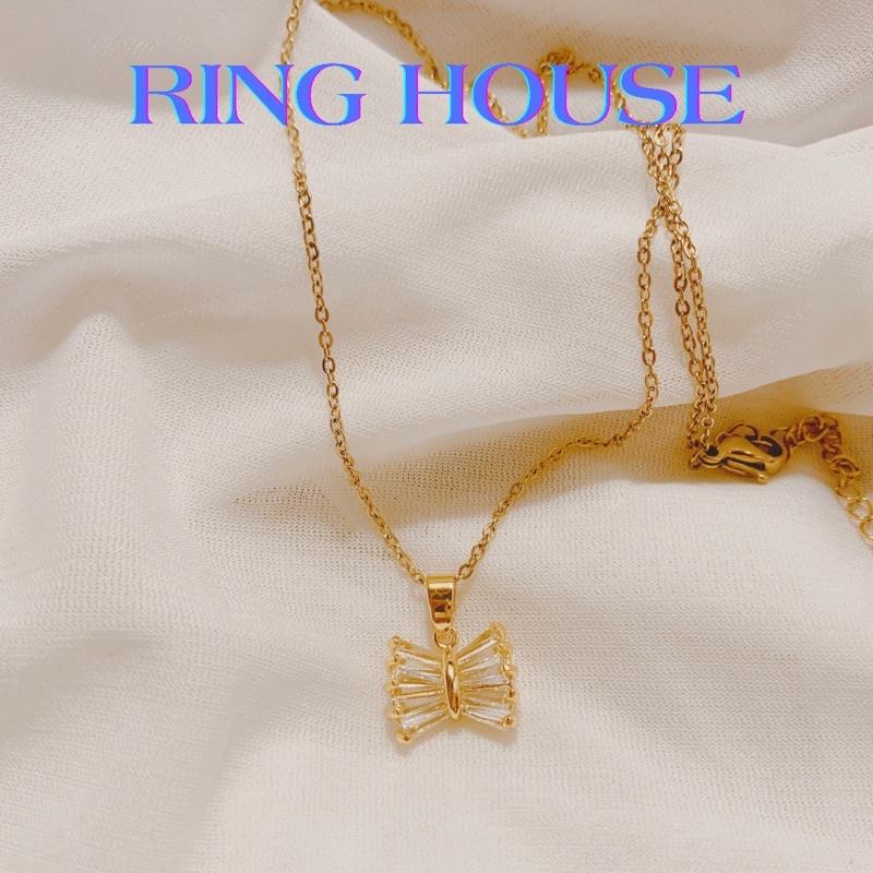 Dây Chuyền Nữ Titan Không Gỉ Mặt Nơ Nhỏ Xinh
