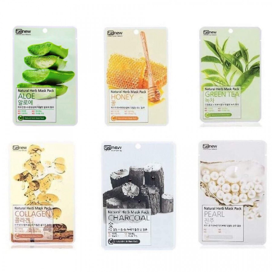 Bộ 12 miếng mặt nạ Benew Natural Herb Mask Pack cấp ẩm chống lão hóa da cao cấp Hàn Quốc ( có 6 loại - mỗi loại 2 miếng )