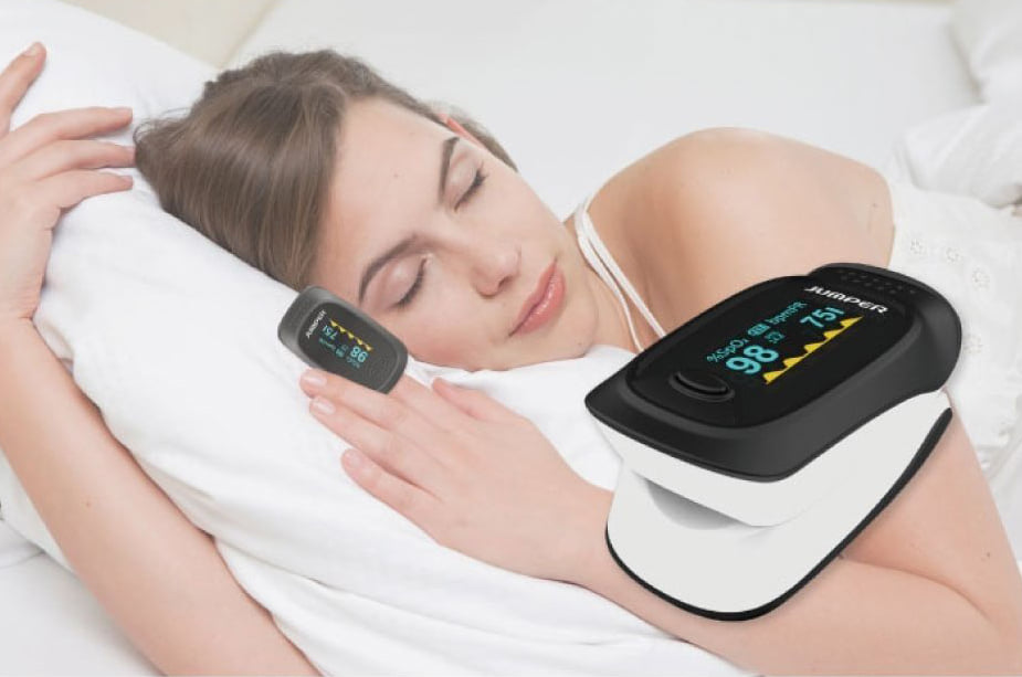 Máy đo nồng độ oxy máu , SPO2, PR, PI Jumper 500D OLED