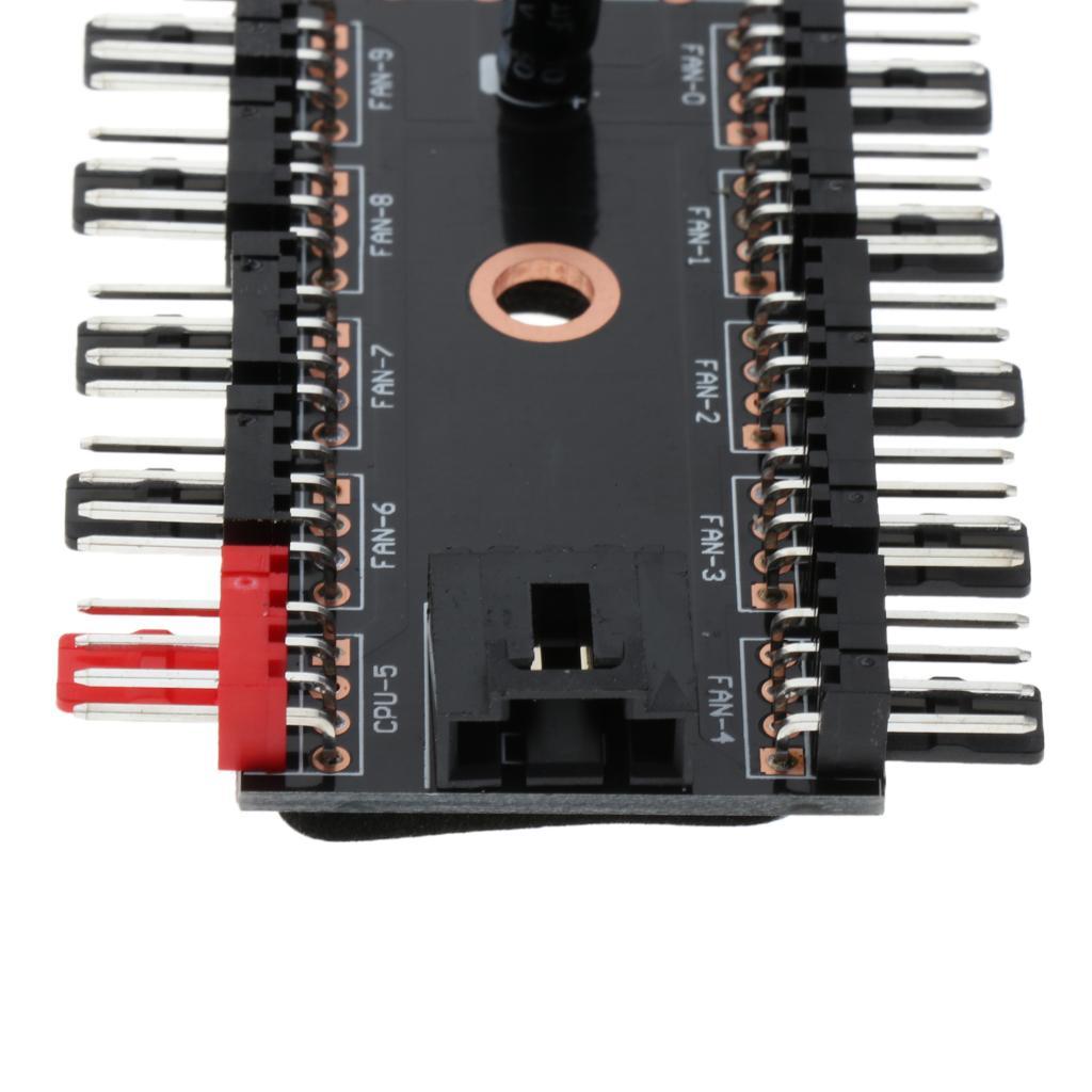 10Way PC PWM Cooling Fan Speed Controller 4/3-pin Power Socket Splitter