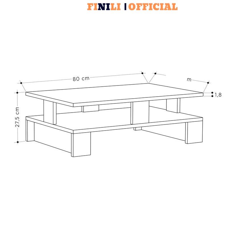 [FREESHIP TPHCM]Bàn trà sofa phòng khách 2 tầng FINILI dễ lắp đặt bàn sofa gỗ công nghiệp FNL019