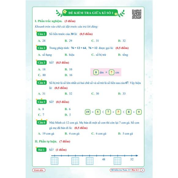 Sách - Combo Đề Kiểm Tra Toán và Tiếng Việt lớp 2 - Cánh Diều Học Kì 1