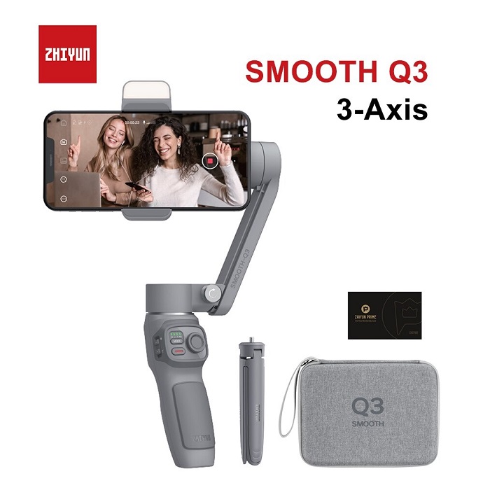 Gimbal điện thoại Zhiyun Smooth Q3 Combo - Tay cầm chống rung mobile 3 trục, Thiết kế trượt mở độc đáo có đèn led 3 cấp độ sáng - Hàng nhập khẩu