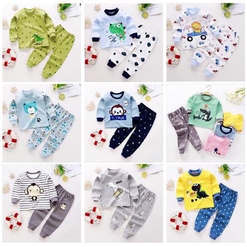 Quần áo thu đông bé trai Đồ ngủ cho bé trai Bộ quần áo thun dài tay cotton màu xanh 7 - 27kg - Me Yeu Con 1102