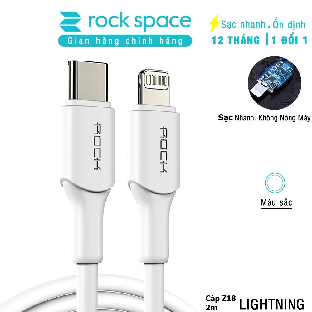 Dây cáp sạc nhanh 12 Rock Z18 dành cho Iphone , độ dài 2m, sạc nhanh 20W chuẩn PD - Hàng chính hãng