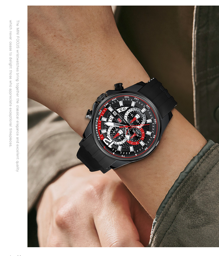 Đồng hồ nam MINI FOCUS 0350G, đồng hồ thể thao nam cao cấp chính hãng, chạy 6 kim, chống nước, dạ quang