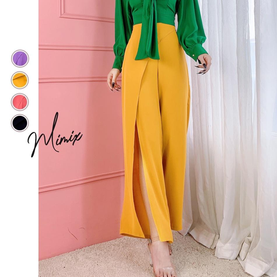 Quần tây trơn ống suông phối vạt chéo MIMIX sang trọng AO2150