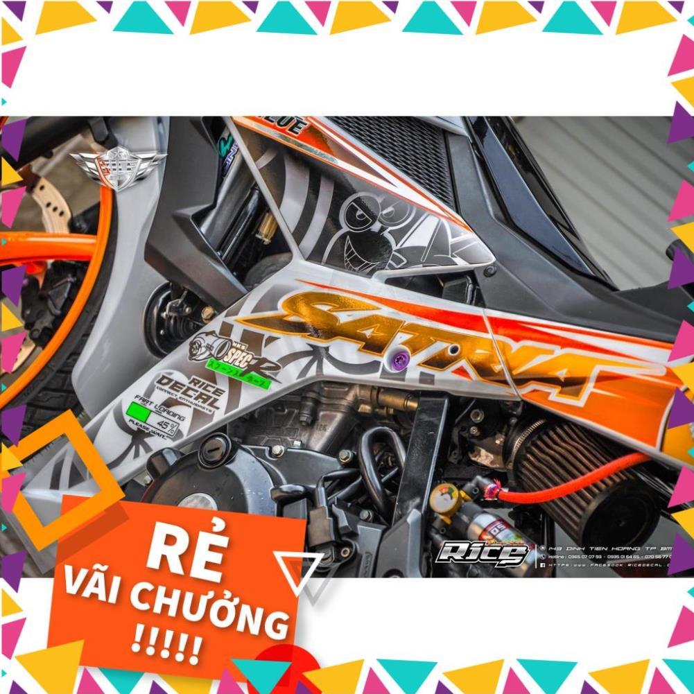 Tem Rời Raider FI Mẫu Ốc Sên Turbo Trắng Cam Chữ Satria