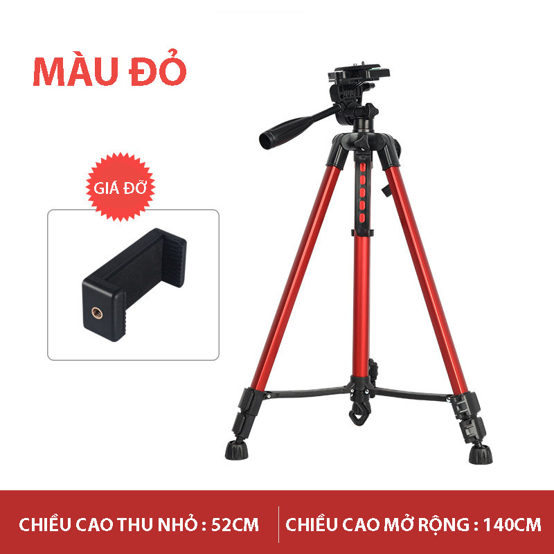 Gậy 3 Chân Máy Ảnh Chụp Hình Selfie Tự Sướng Tripod Floveme - 3366 cao 150cm Kèm Giá Đở Điện Thoại - 3. cách xoay, 360 độ - Hàng chính hãng