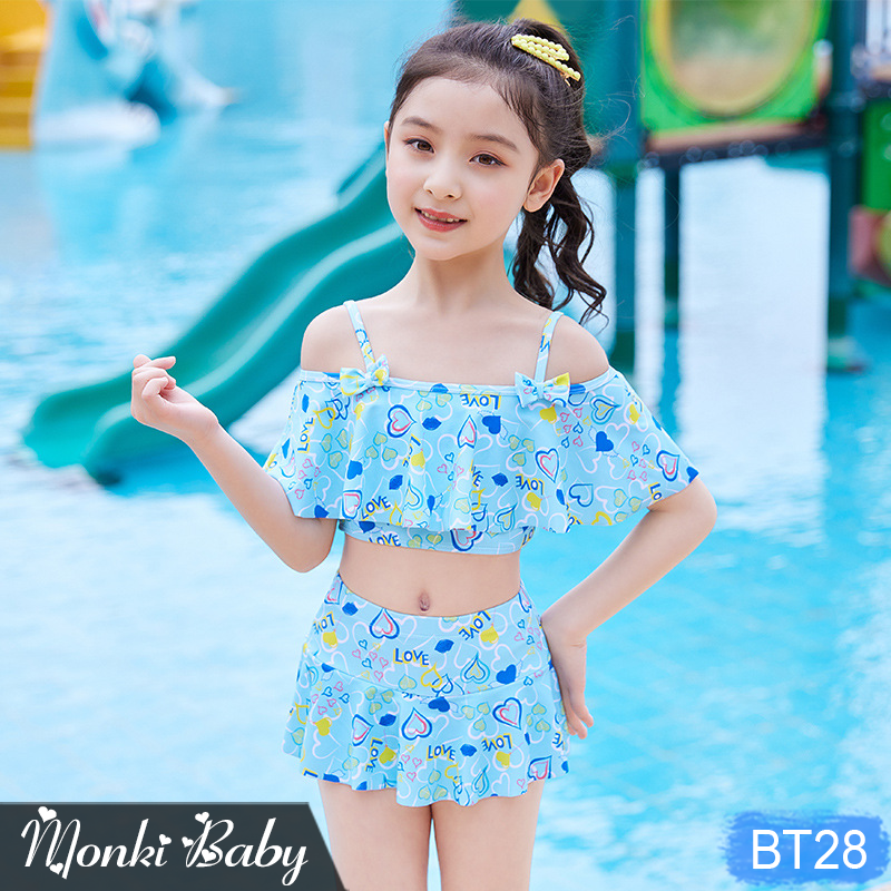 Đồ bơi 2 mảnh bé gái loại đẹp, bộ bikini cao cấp cho trẻ em nữ dễ thương, áo tắm công chúa mẫu mới, chất thun bơi lạnh Lycra đẹp | BT28