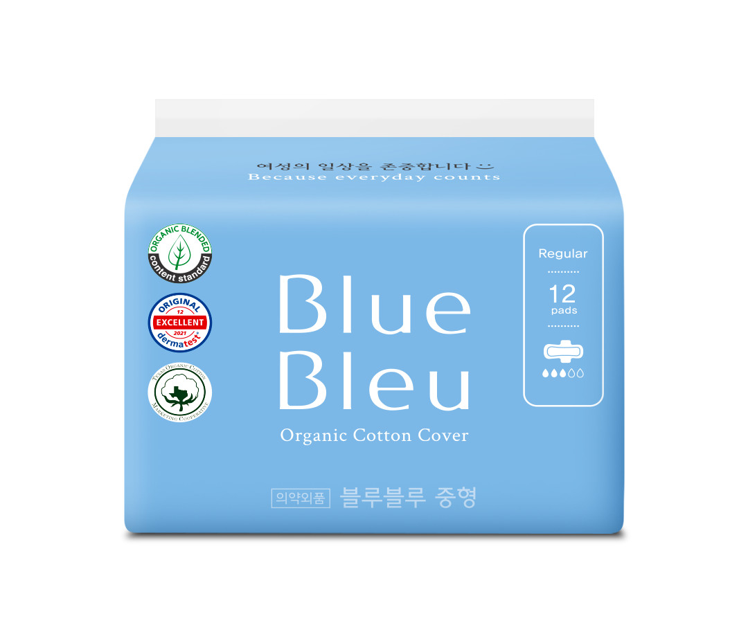 Băng Vệ Sinh Trong Chu Kỳ Blue Bleu Từ Sợi Bông Hữu Cơ Và Tinh Dầu Cây Bách Siêu Mỏng, Có Cánh