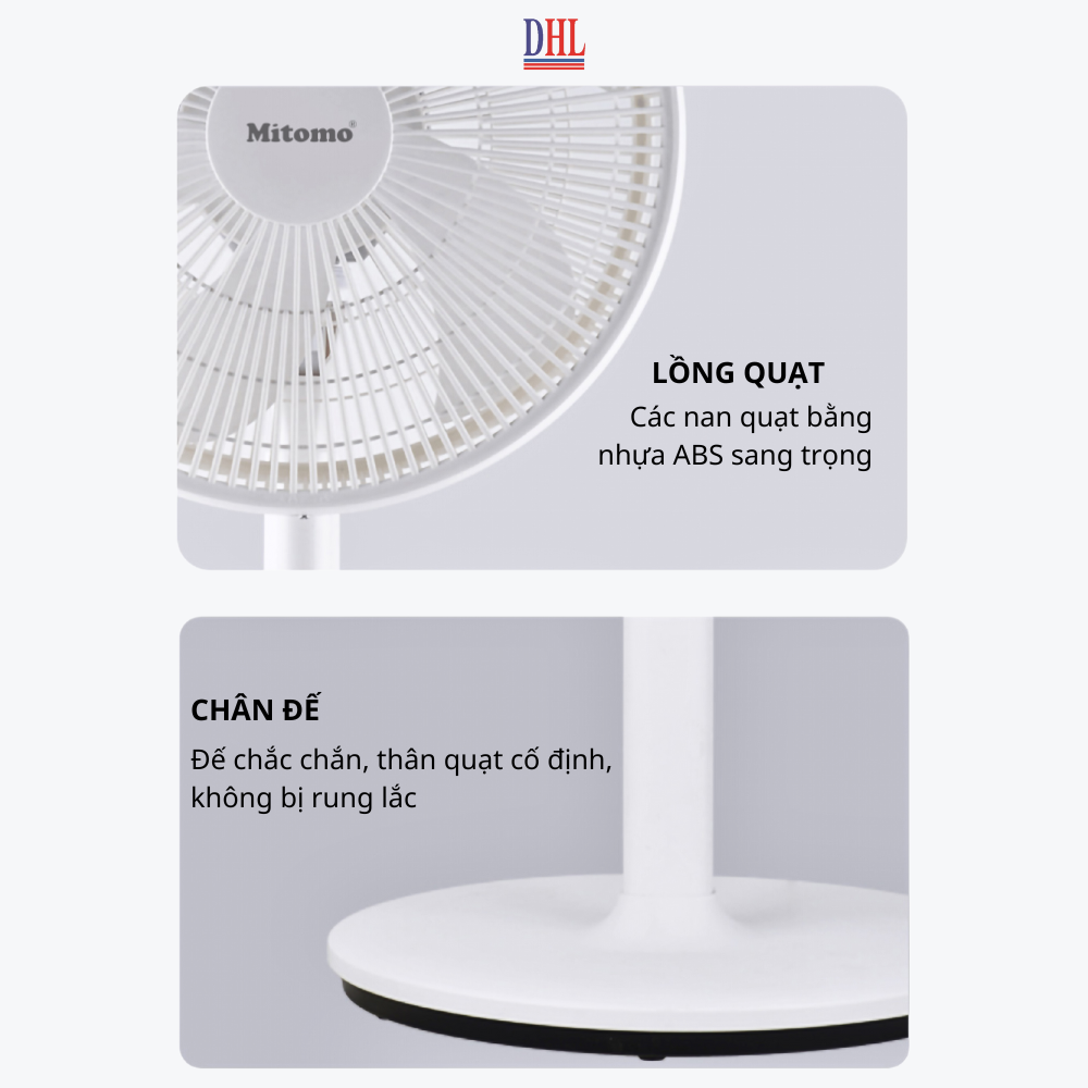 Quạt đứng điện tử có điều khiễn từ xa, hẹn giờ Mitomo FCE-60AEV, công suất 60W, động cơ dây đồng hàng chính hãng - Bảo hành 2 năm