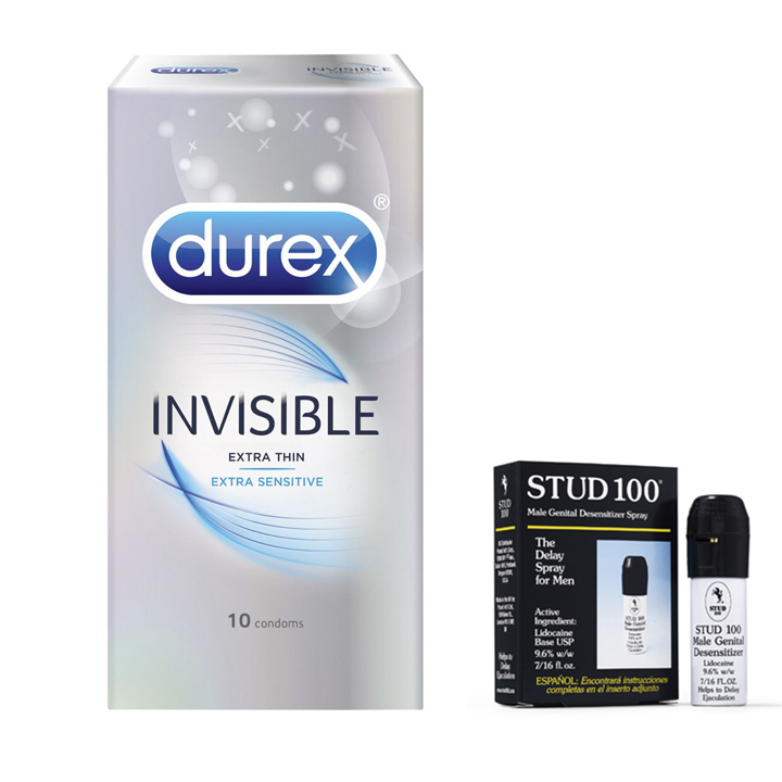 Bao cao su Durex Invisible Extra Sensitive Và Xịt Kéo Dài