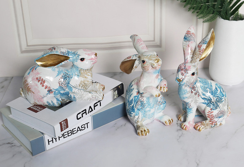 Tượng Thỏ Sắc Màu - Thỏ Phục Sinh - Trang Trí Sân Vườn, Để Bàn, Luxury