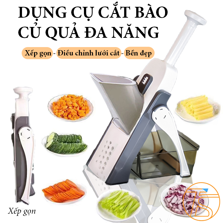 Dụng Cụ Bào Rau Củ Quả Cắt Thái Sợi Gấp Xếp Gọn Có Thể Điều Chỉnh Cắt Dày Mỏng Kèm Theo Chổi Vệ Sinh