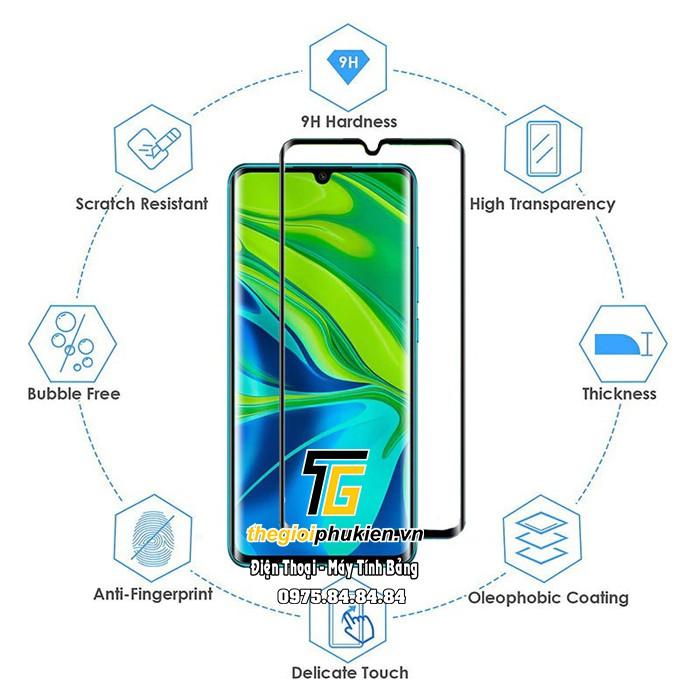 Tấm dán kính cường lực full 5D tràn màn hình Xiaomi Mi Note 10 Pro phủ màu