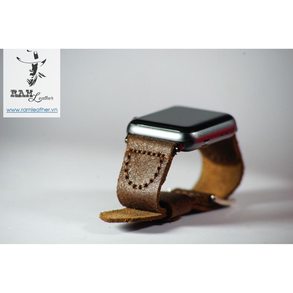 DÂY ĐỒNG HỒ DA BÒ HANDMADE - RAM PILOT MÀI NHÁM