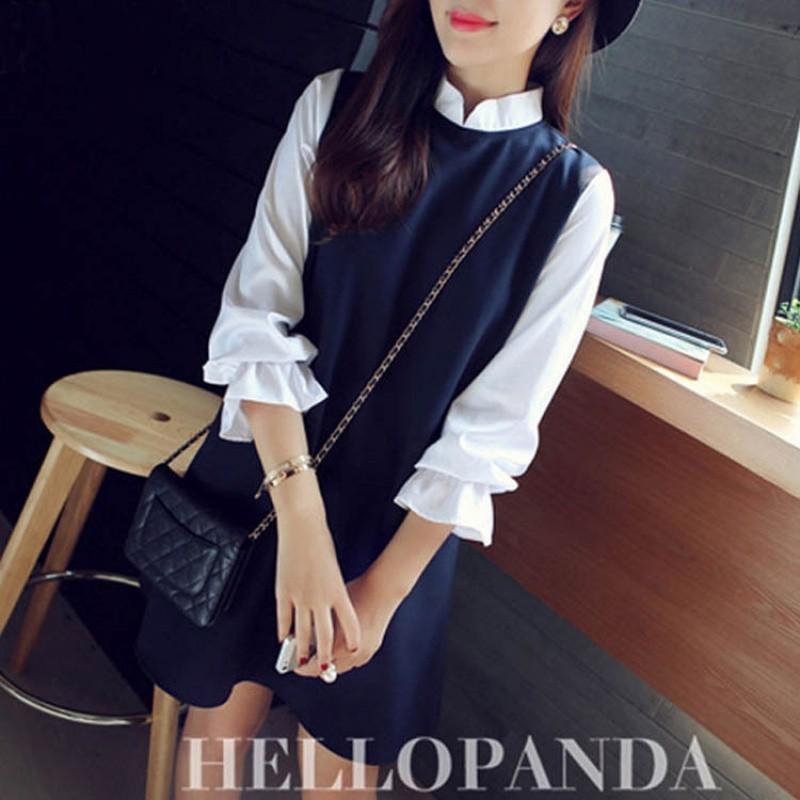 Váy suông giả yếm, váy xòe tay phồng