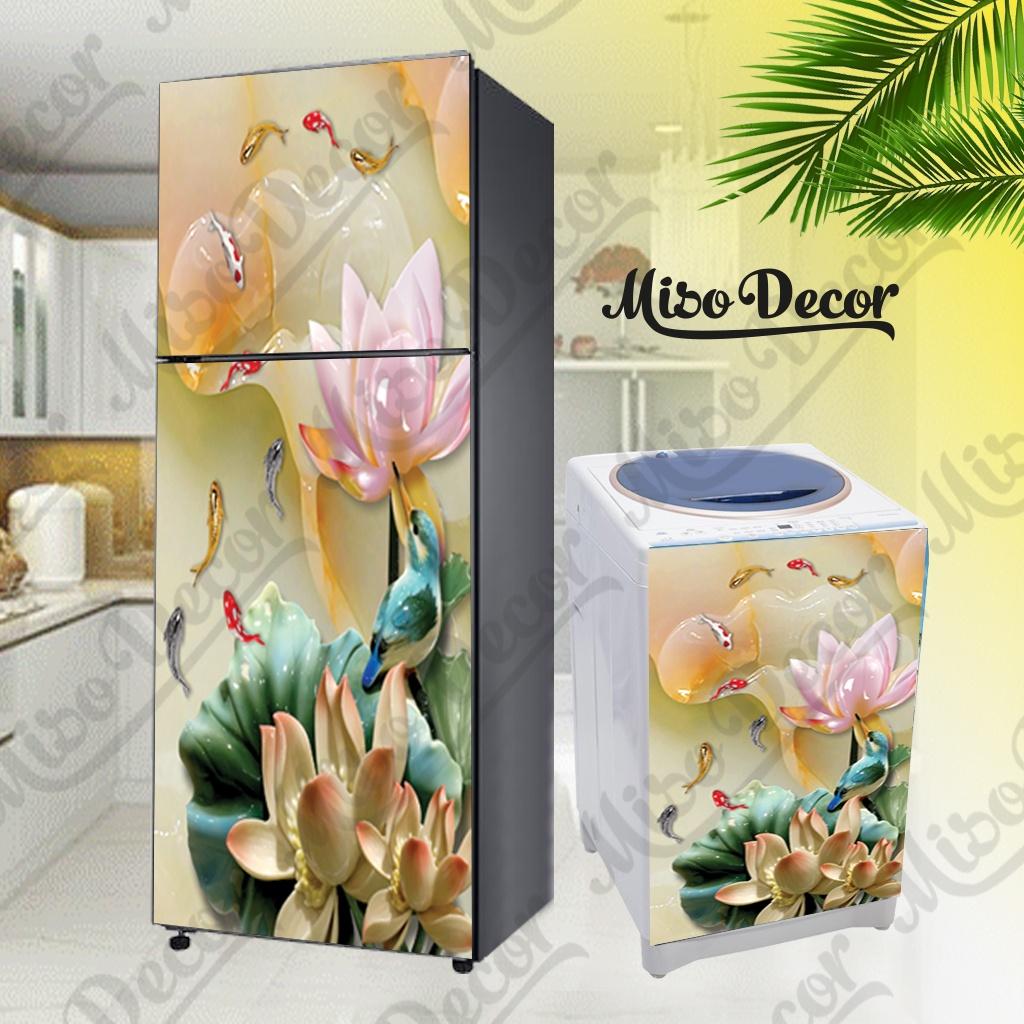 Tranh dán tủ lạnh, máy giặt decal 3D cao cấp - hoa giả ngọc