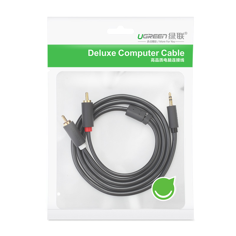 Dây chuyển đổi 3.5mm ra 2RCA Dài 1m UGREEN AV102 10772 - Hàng Chính Hãng