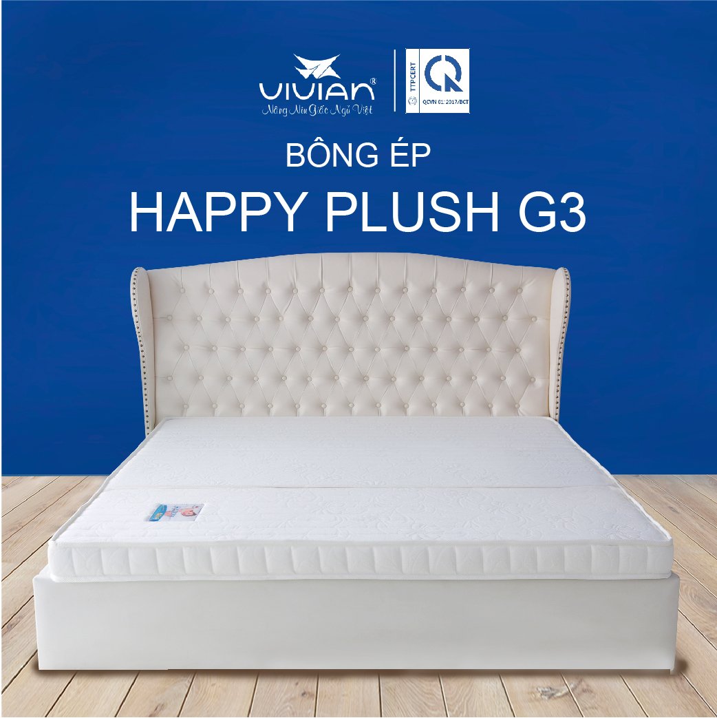 Nệm Bông Ép Happy Gấp 3 Vivian - Vải Gấm DanMask Cao Cấp Có Chần
