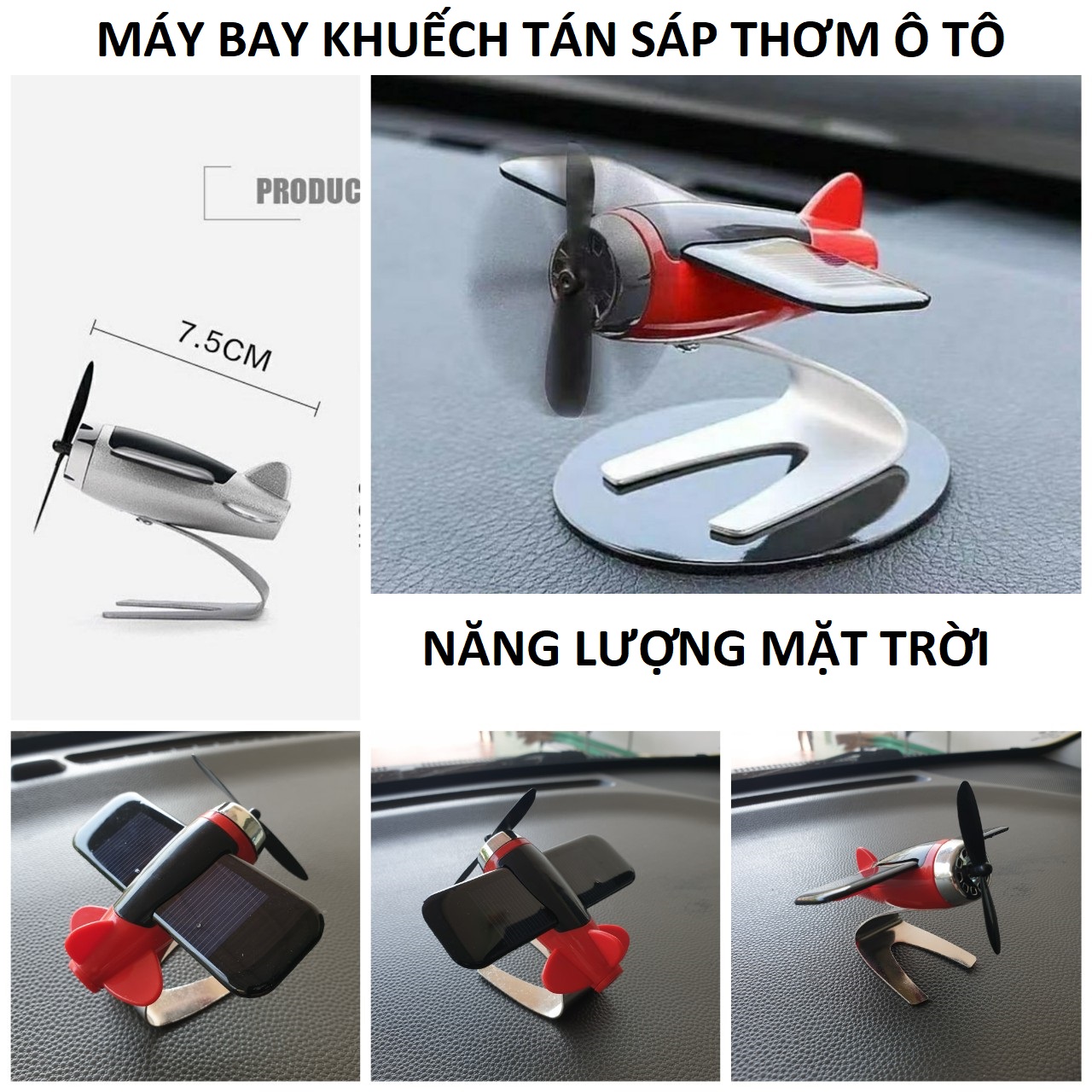 Máy bay trang trí xe hơi khuếch tán sáp thơm năng lượng mặt trời lắp các xe cực đẹp mẫu mới , đồ chơi xe hơi