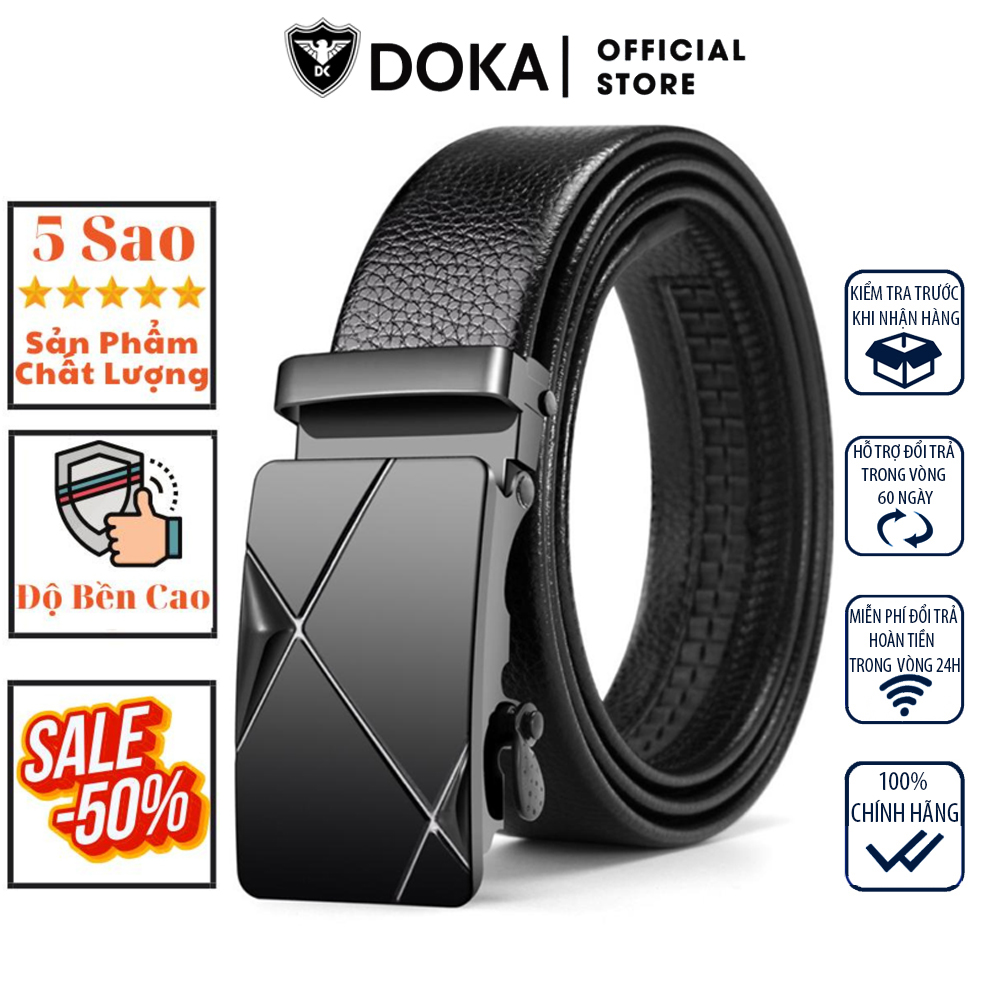Thắt lưng nam da ( màu đen) chống nước,dây nịt nam khóa chống gỉ độ bền cao thời trang Doka - DKR29