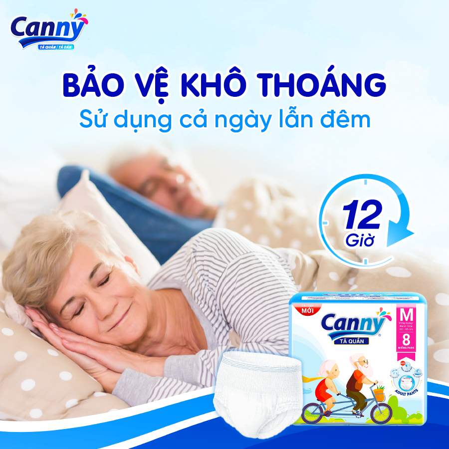 COMBO 3 gói Tã/Bỉm Quần Người Lớn Canny Siêu Mềm, Siêu Thấm, Kháng Khuẩn Size M8,L7,XL7  Miếng