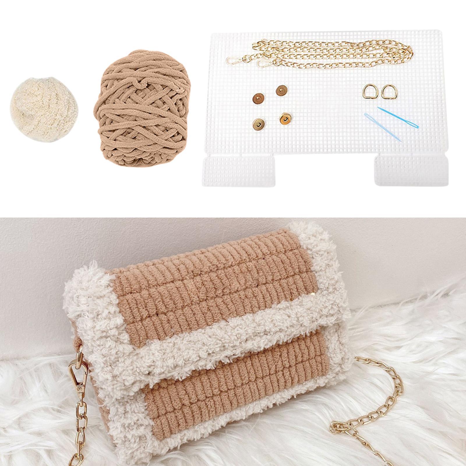 Bag DIY Materials with Straps Hand Knit Woven Bag Bag Knitting Plastic Mesh Template Bag Making Kit