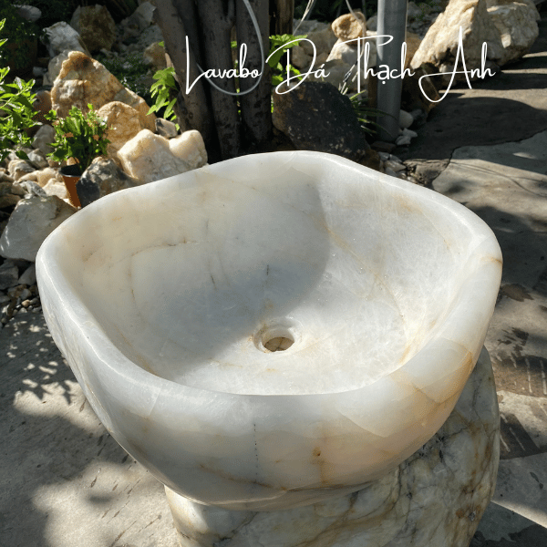 Lavabo đá thạch anh NHASAN RM04 nặng 21kg, kích thước (40 x 37 x 15 cm)