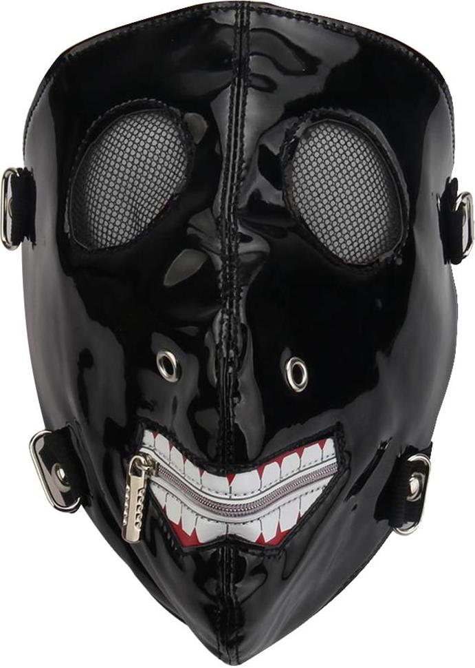 Magideal Halloween Skull Skeleton Mask Leather Rivets Zipper Rider Motor Bik