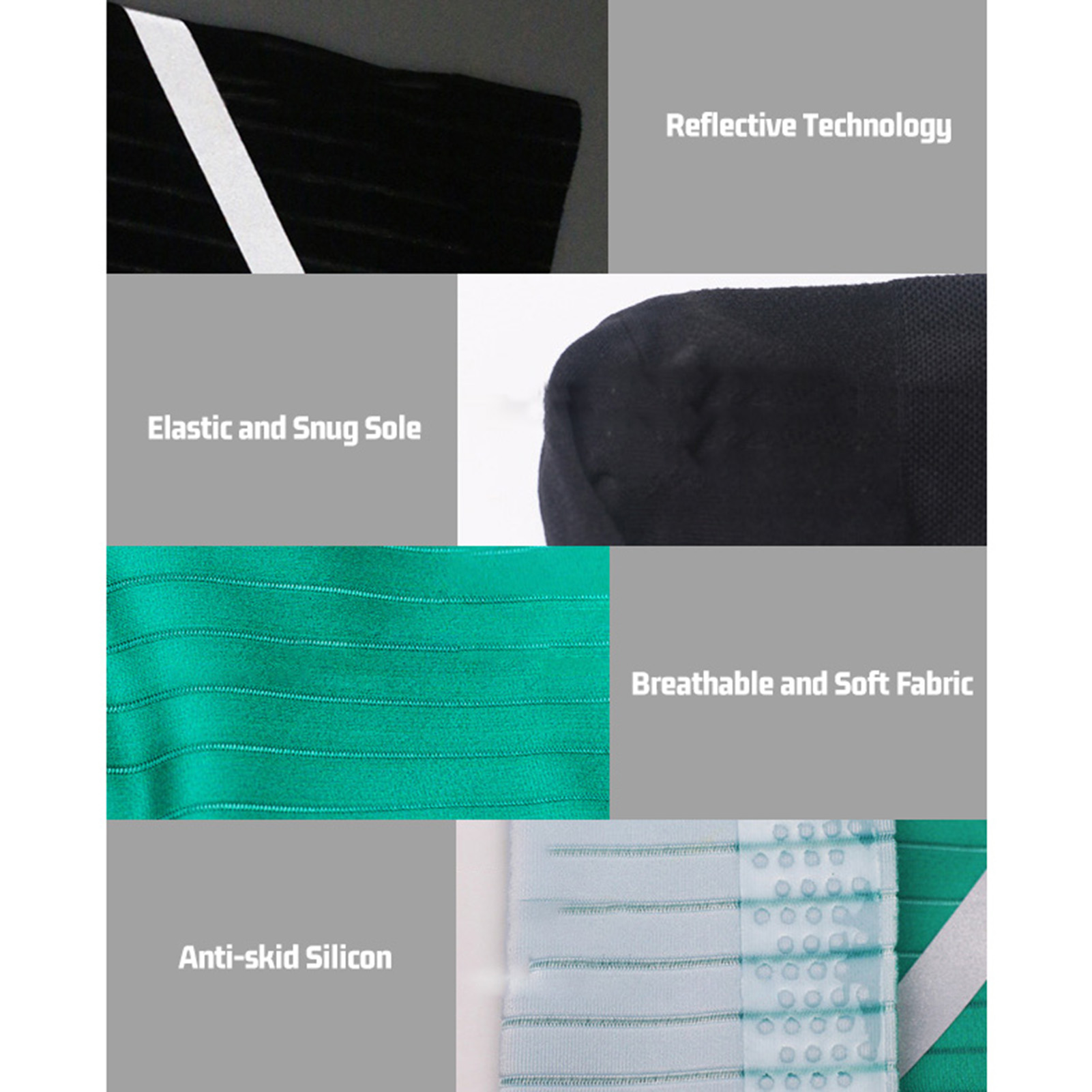 Vớ unisex đi xe đạp có sọc phản quang, chống trượt silicon, thoáng khí, vận động dễ dàng - một size