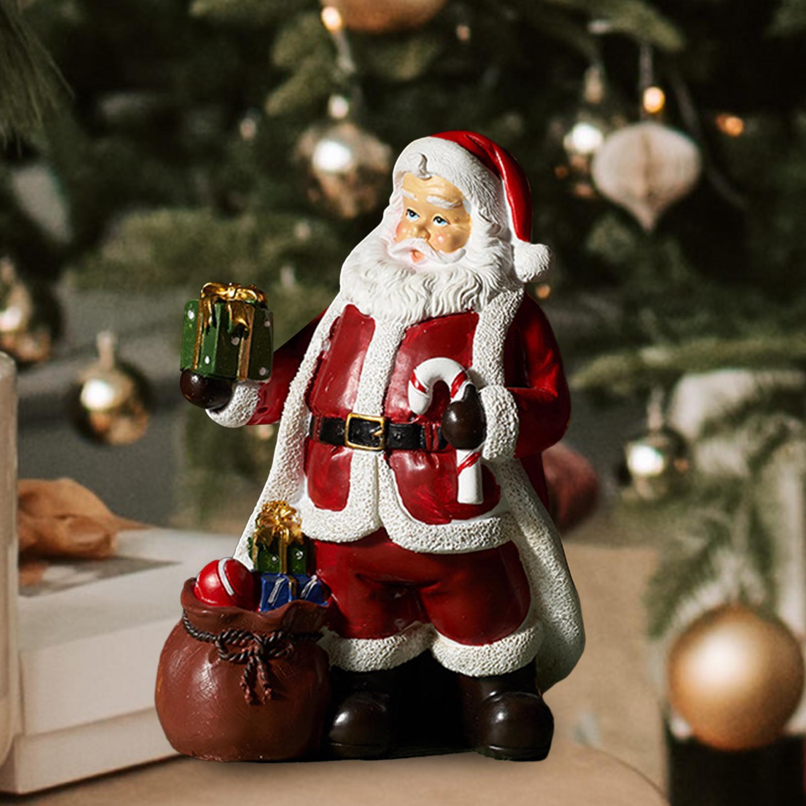 Santa Figurine Santa Claus Decorations Creative Xmas Party Ornament Gift Santa Statue Christmas Decoration for Fireplace Yard