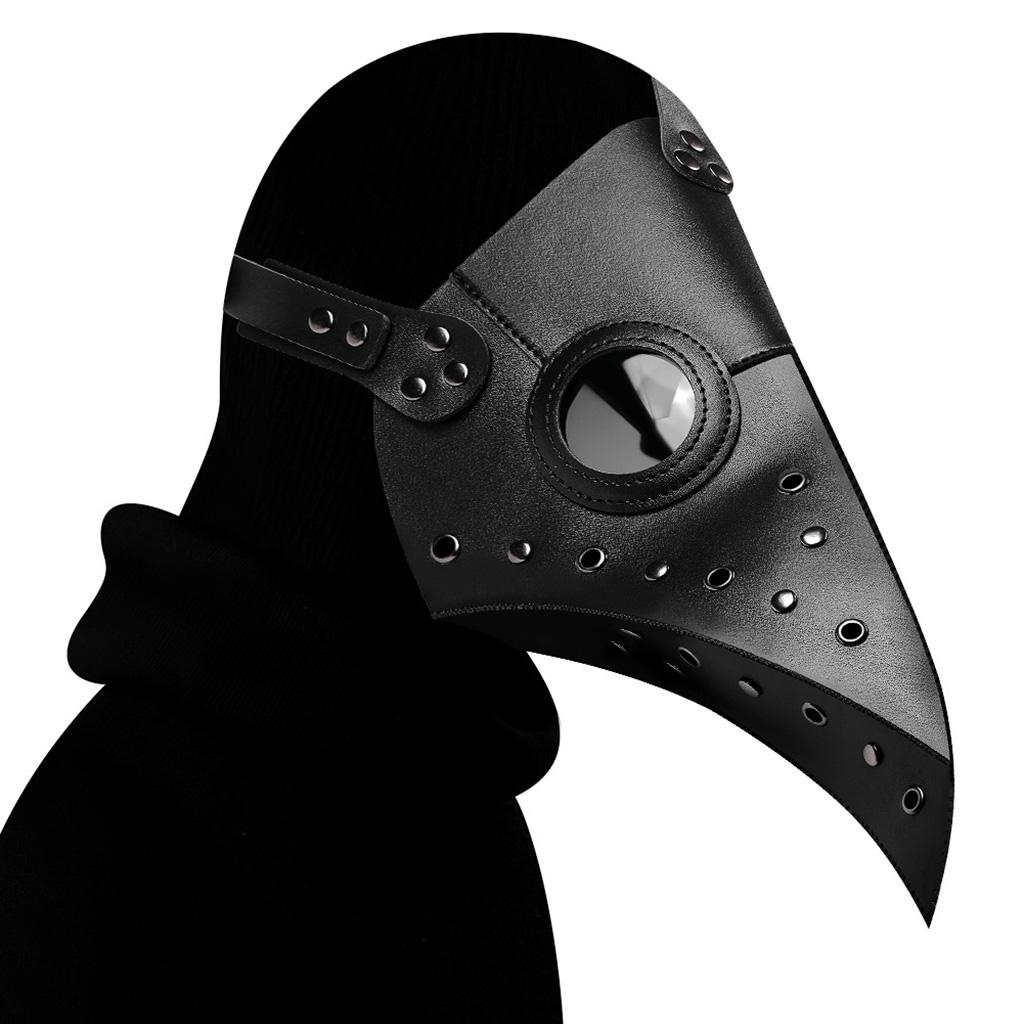 Breathable Steampunk Plague Doctor Full Face Mask Bird Beak Mask Halloween Costume Props Black Brown Dance Masks