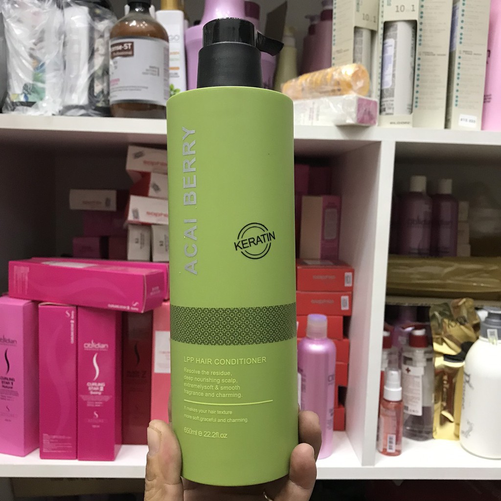 Keratin LPP Acai Berry kem phục hồi tóc hư tổn nặng mềm mượt Pháp 650ml