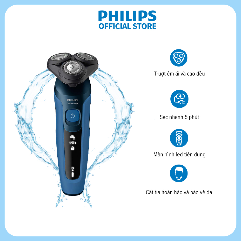 Máy cạo râu khô và ướt Philips S5444  - Cạo râu sảng khoái, bảo vệ da - Hàng Chính Hãng